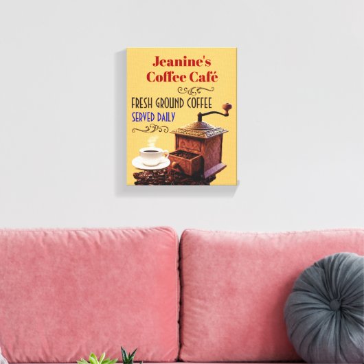 Koffiemolen Koffie Cafe 8"X10" Canvas Afdruk (Insitu (Woonkamer))