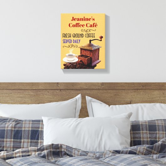 Koffiemolen Koffie Cafe 8"X10" Canvas Afdruk (Insitu (Slaapkamer))