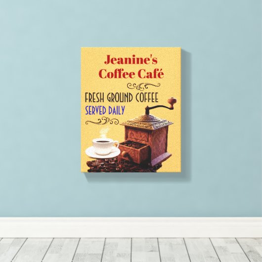 Koffiemolen Koffie Cafe 8"X10" Canvas Afdruk (Insitu (Houten vloer))
