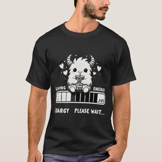 Koffiemonster: energie laden t-shirt (Voorkant)