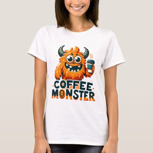 Koffiemonster - Grappige ochtendstemming T-shirt (Voorkant)