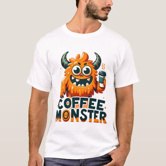 Koffiemonster - Grappige ochtendstemming T-shirt (Voorkant)