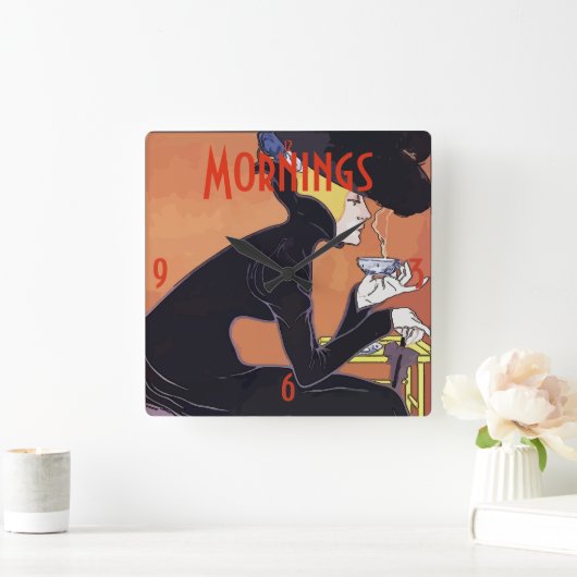 Koffiemorgen  stijl vierkante klok (Huis)