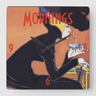 Koffiemorgen  stijl vierkante klok