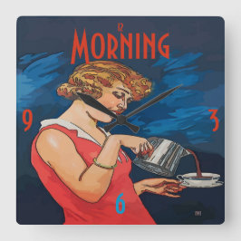 Koffiemorgen  stijl vierkante klok