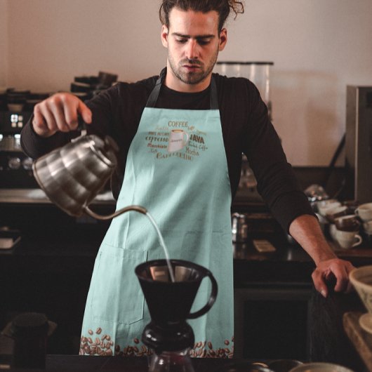 Koffienamen Aqua gepersonaliseerd Barista Schort