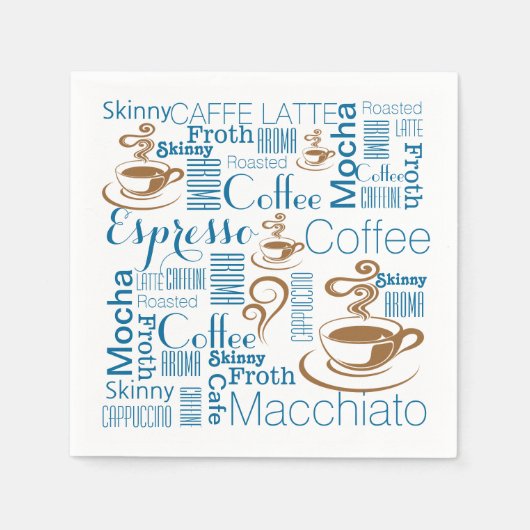 Koffienamen blauw bruin servet (Voorkant)