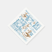 Koffienamen blauw bruin servet (Hoek)