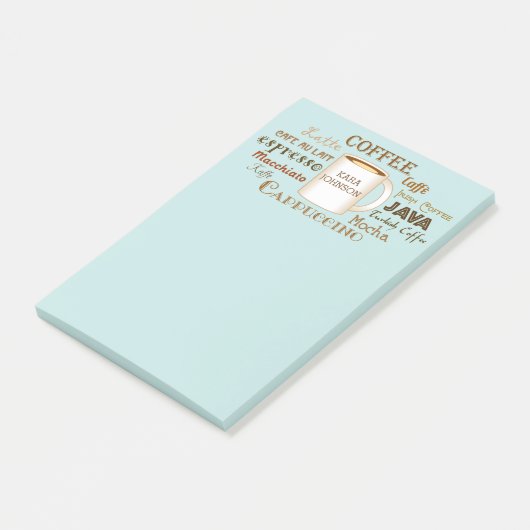 Koffienamen Gepersonaliseerde Aqua Post-It Notes (Schuin)