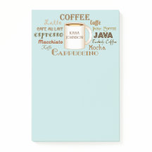 Koffienamen Gepersonaliseerde Aqua Post-It Notes