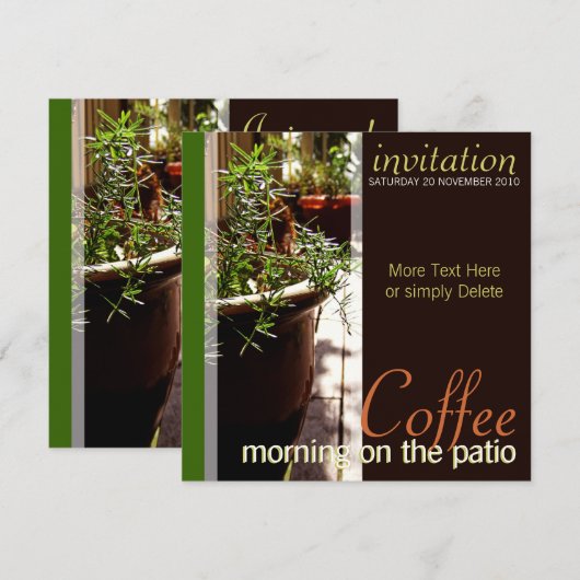 Koffieochtend op de Patio-uitnodiging Kaart (Voorkant / Achterkant)