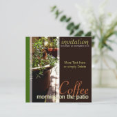 Koffieochtend op de Patio-uitnodiging Kaart (Staand voorkant)