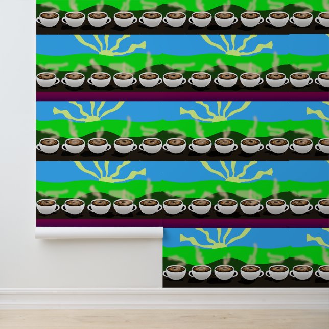 Koffieochtend patroon behang