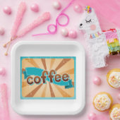 Koffieontwerp Retro Papieren Bordje (Feest)
