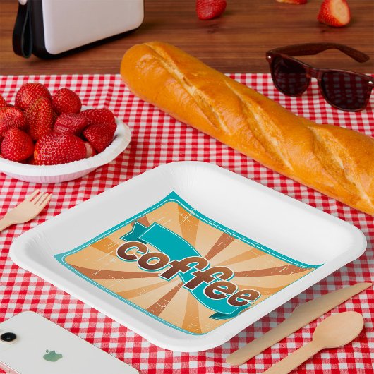 Koffieontwerp Retro Papieren Bordje
