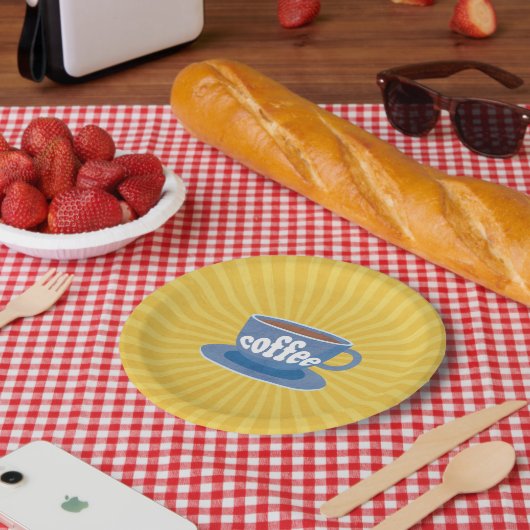 Koffieontwerp Retro Papieren Bordje (Picknick)