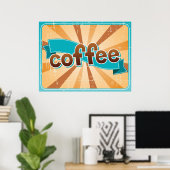 Koffieontwerp Retro Poster (Thuiskantoor)
