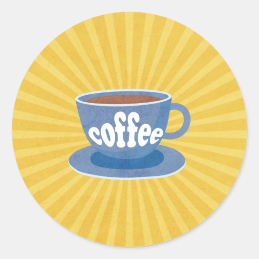 Koffieontwerp Retro Ronde Sticker (Voorkant)