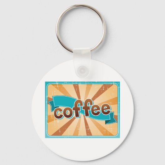 Koffieontwerp Retro Sleutelhanger (Voorkant)