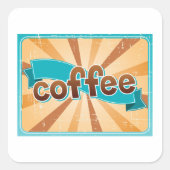 Koffieontwerp Retro Vierkante Sticker (Voorkant)