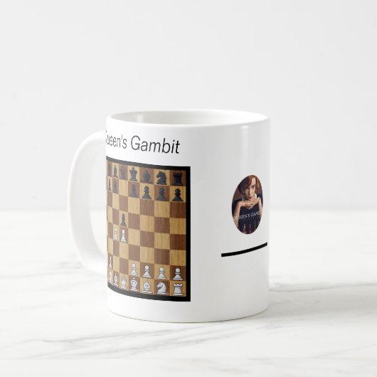 Koffieopeningskoffie Mok - The Queen's Gambit (Voorkant links)
