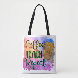 Koffieopleiding herhalen naar schoolleraar cadeau tote bag