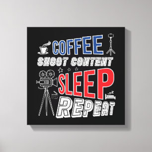 Koffieopname Inhoud Slaap Herhaal Canvas Afdruk