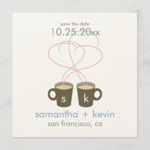 Koffieovers Sla de datum op: Crème viltpapier Save The Date