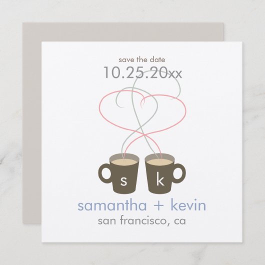 Koffieovers Sla de datum op: Crème viltpapier Save The Date (Voorkant / Achterkant)