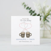 Koffieovers Sla de datum op: Crème viltpapier Save The Date (Staand voorkant)