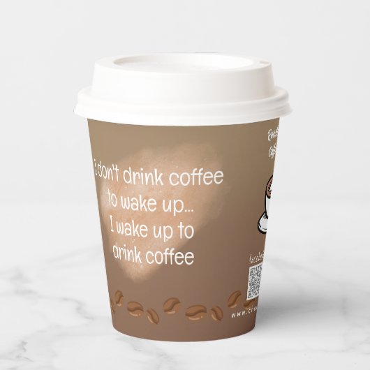Koffiepapierbekertjes met QR-code toevoegen Papieren Bekers (Voorkant)