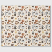Koffiepartiket en -Drinken Cadeaupapier (Vlak)