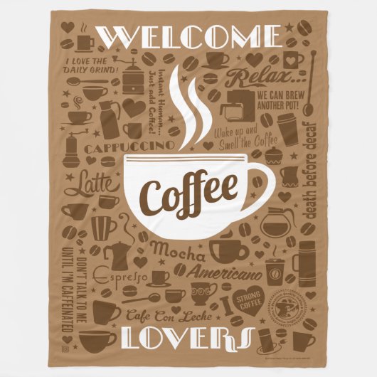 Koffiepatroon Fleece Deken (Voorkant)