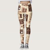 Koffiepatroon leggings (Voorkant)
