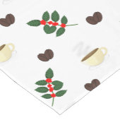 Koffiepatroon met bonen, kopjes en koffiebomen korte tafelloper (Hoek)