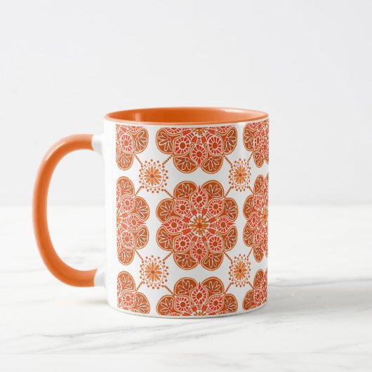 Koffiepatroon met rood & oranje Mok (Links)
