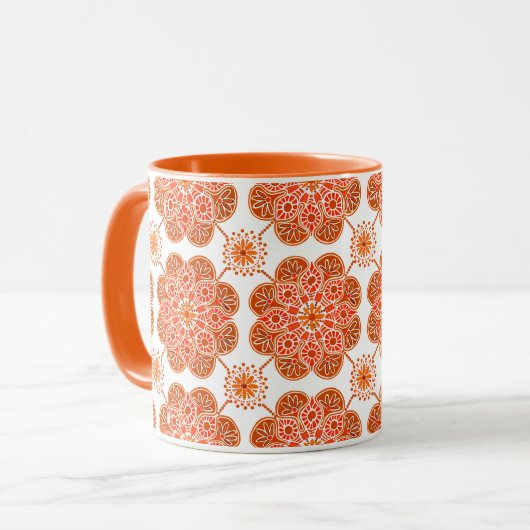 Koffiepatroon met rood & oranje Mok (Voorkant links)