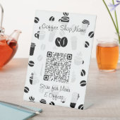 Koffiepatroon QR Code Business Menu Reclamebord Met Voetstuk (Insitu)
