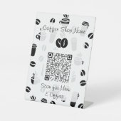 Koffiepatroon QR Code Business Menu Reclamebord Met Voetstuk (Voorkant)