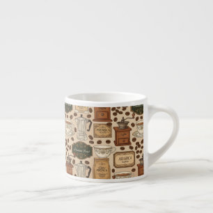 koffiepatroon retro café stijl espresso kop