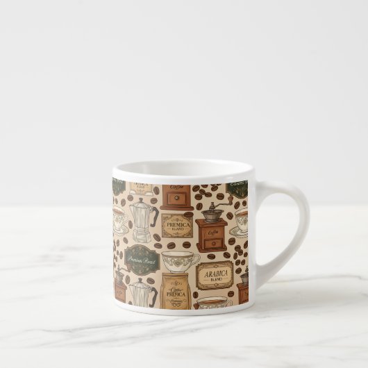 koffiepatroon retro café stijl espresso kop (Rechts)
