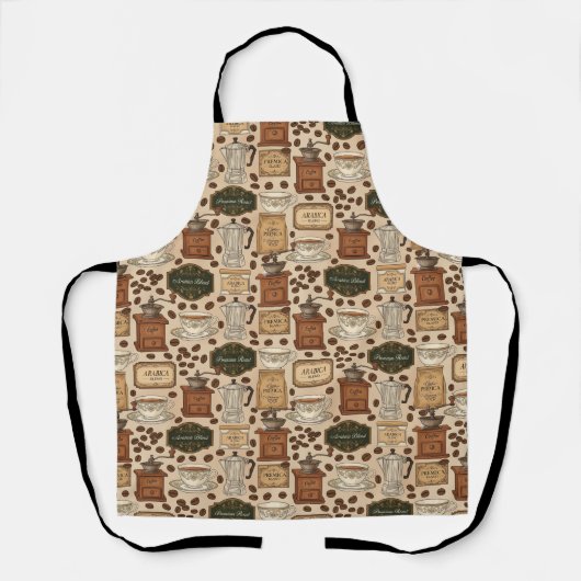  koffiepatroon retro café stijl schort (Voorkant)