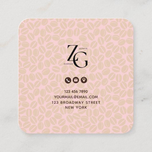 Koffiepatroon Social Media teken met QR code schat Vierkante Visitekaartje (Achterkant)