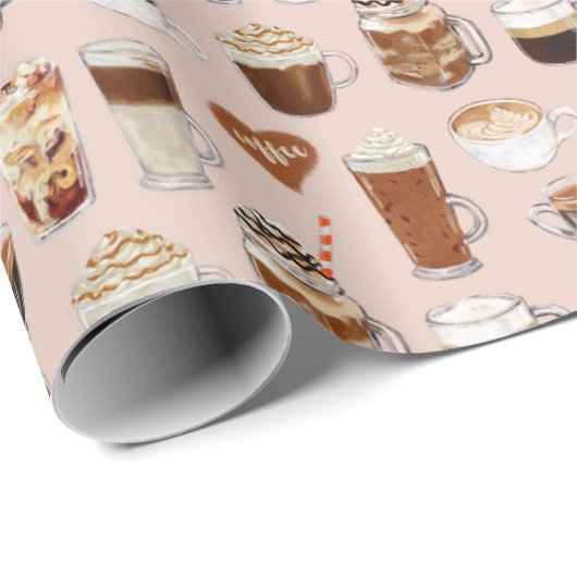 Koffiepatroon voor Drinken en desserts Cadeaupapier (Rol Hoek)
