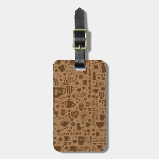 Koffiepatroonvierkant Bagagelabel (Voorkant verticaal)
