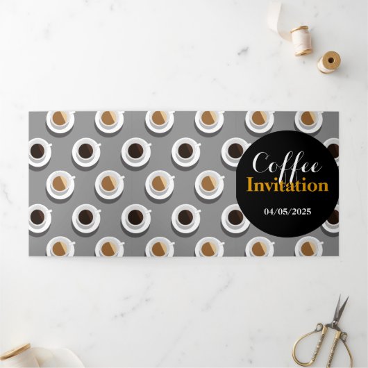 Koffiepauze. Drieluik Uitnodiging (Buitenkant)