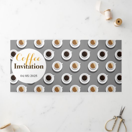 Koffiepauze. Drieluik Uitnodiging (Buitenkant)