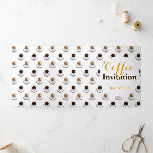 Koffiepauze. Drieluik Uitnodiging (Buitenkant)