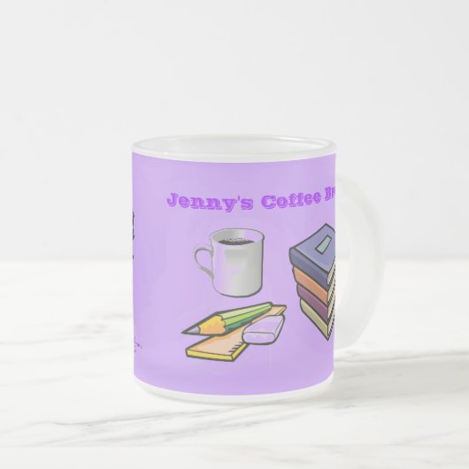 Koffiepauze en boeken, afgewerkte koffie-Mok Matglas Koffiemok (Voorkant rechts)