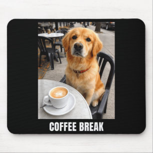 Koffiepauze golden retriever cafe meme grappige ho muismat